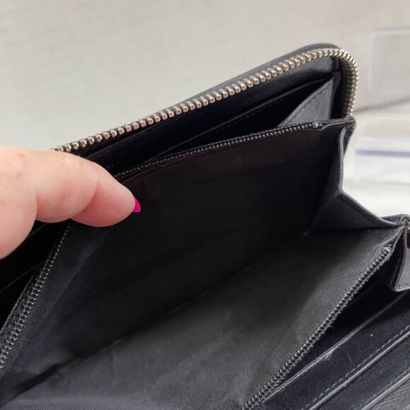 Chanel Zip Around Long Wallet Black Leather with CC Logo - Picture 9 of 10